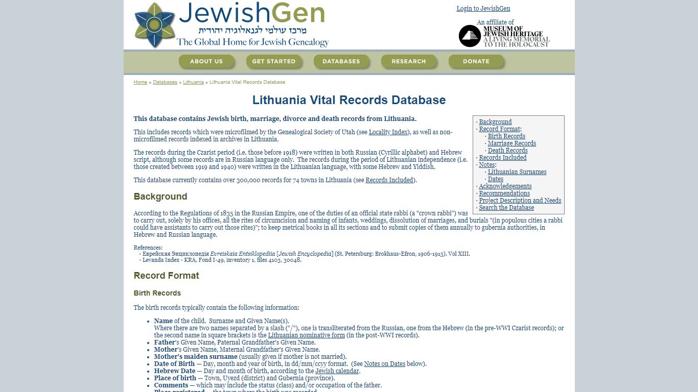 Lithuania Vital Records Database - JewishGen